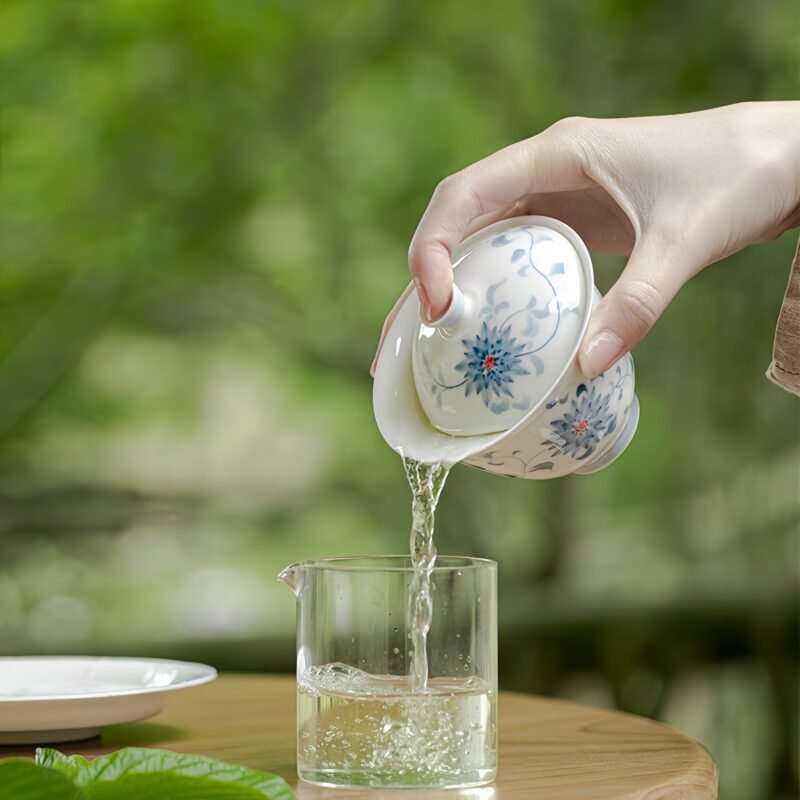 Gaiwan Chinese tea set Hand Painted Lotus Pattern_Ring03