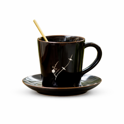 Black gold Coffee cup Plate Mugs Chinese tea set