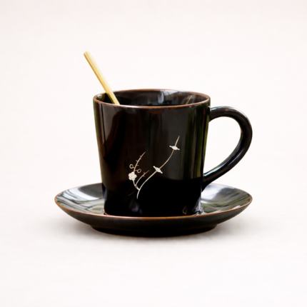 Black gold Coffee cup Plate Mugs Chinese tea set_Ring01