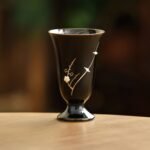 Black gold Silver gilt Teacups Chinese tea set_Ring03