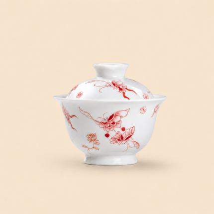 Butterfly Flowers Gaiwan Chinese tea set For Sipping and Gifting_Ring06