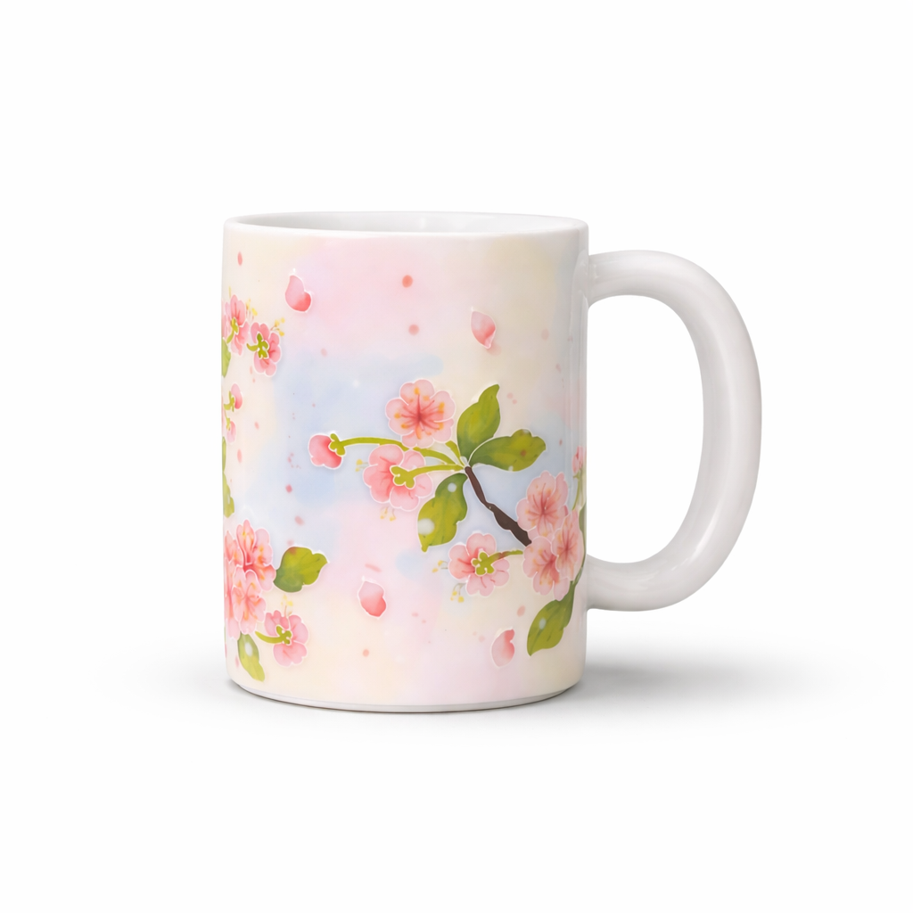 Cherry Blossom Relief Coffee cup Mugs Tea cup set_Main Cherry Blossom Relief Coffee cup Mugs Tea cup set_Main