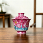 Chinese dragon Pink Gaiwan Tea cup set_Ring02