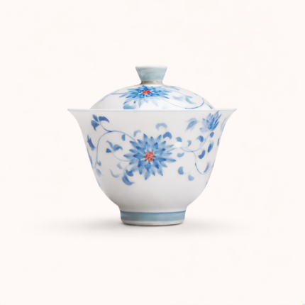 Gaiwan Chinese tea set Hand Painted Lotus Pattern_Ring01
