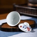 Gaiwan Hand Painted Flowers Blue and White with Underglaze Red Tea Set_Ring03