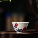 Gaiwan Hand Painted Flowers Blue and White with Underglaze Red Tea Set_Ring06