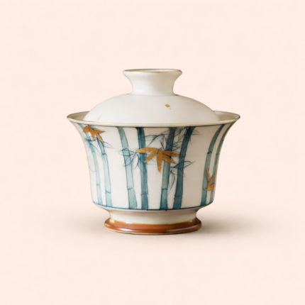 Hand Painted Bamboo Gaiwan Tea cup set_Ring01