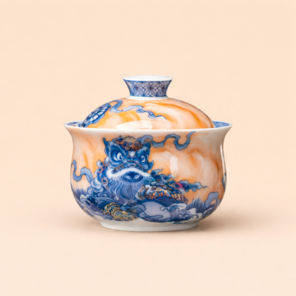 Lion Dance Pattern Gaiwan Chinese tea set_Ring02