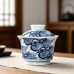 Ocean Waves Horse Hoof Gaiwan Tea cup set_Ring01