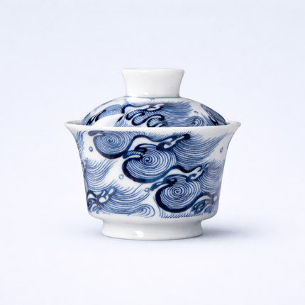 Ocean Waves Horse Hoof Gaiwan Tea cup set_Ring04