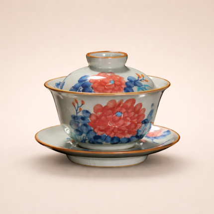 Peony flower Gaiwan Tea cup set_Ring01