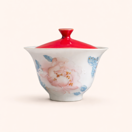 Relief Peony Gaiwan Chinese tea set _Ring01