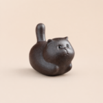 Tea Pet Handmade Raw Ore Ceramics Clay Cat_Ring02